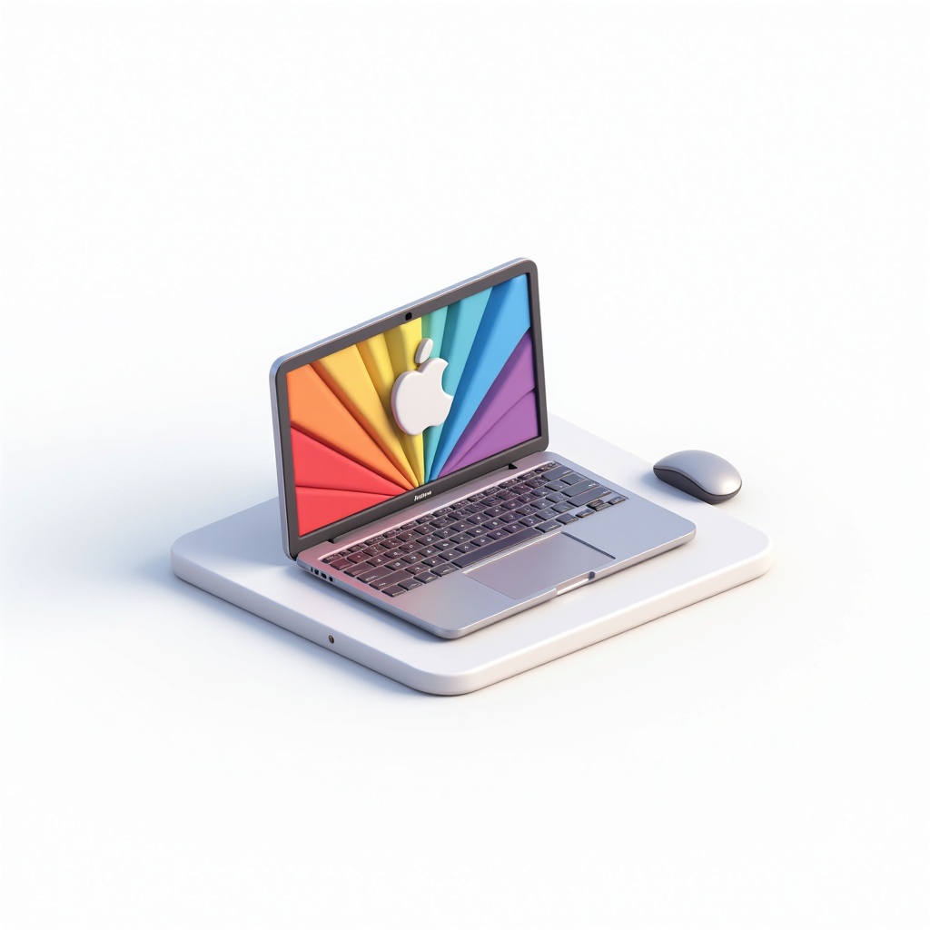 Open MacBook with mouse